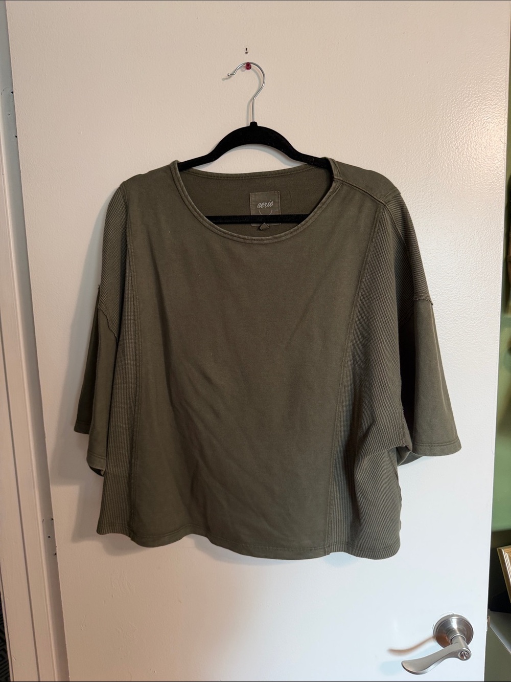 aerie Olive Green Boxy Short Sleeve Tee